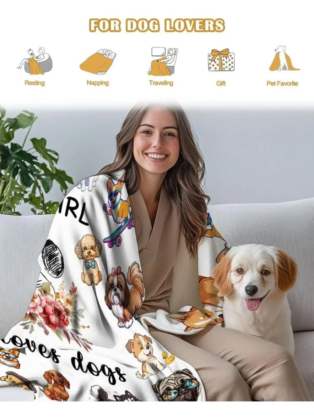 Cozy Dog Lover Blanket for Women & Kids, Perfect Gift for Dog Enthusiasts 40